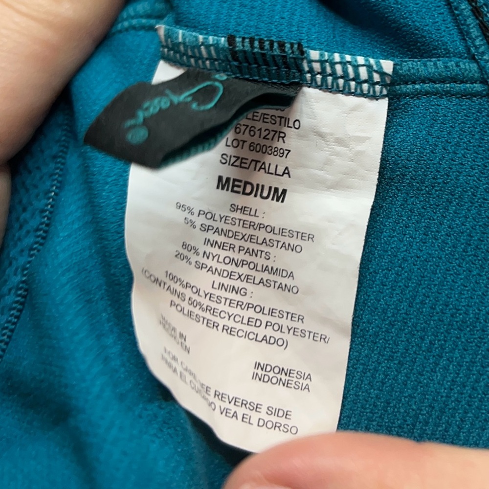 Aqua Green Turquoise One Piece Swim Romper, size Medium Adult - Picture 3 of 3